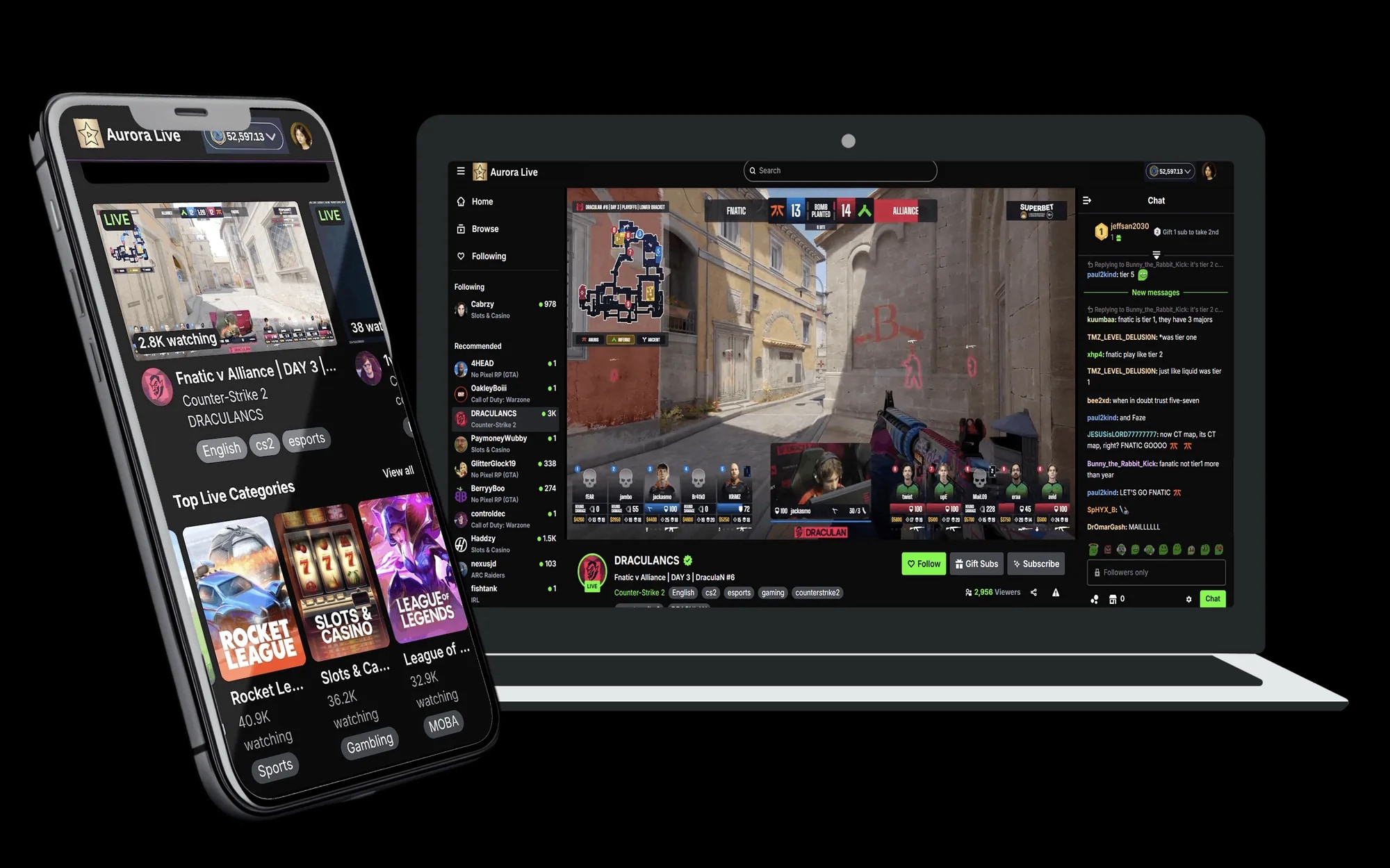 AURORA Live product screens